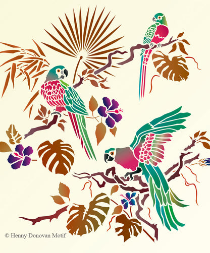 Tropical Parrot Theme Pack Stencil