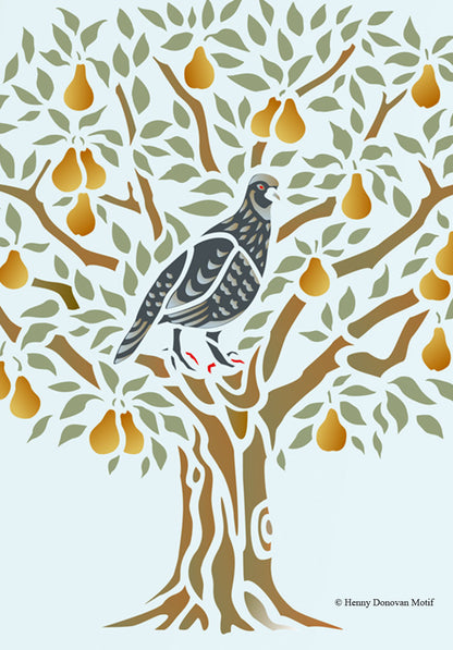 Partridge in a Pear Tree Stencil