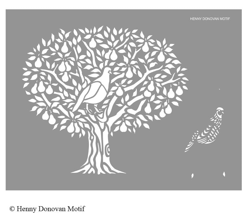 Partridge in a Pear Tree Stencil