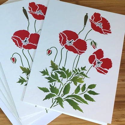 (5 Pack) Large Wild Poppies Greeting Cards