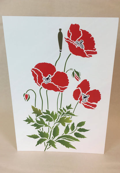 (5 Pack) Large Wild Poppies Greeting Cards