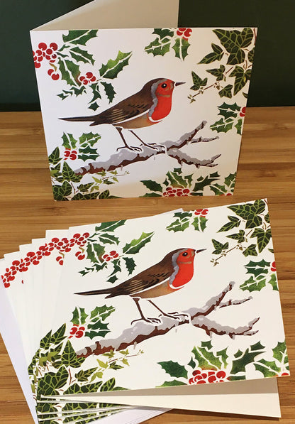 (5 Pack) Christmas Robin Cards