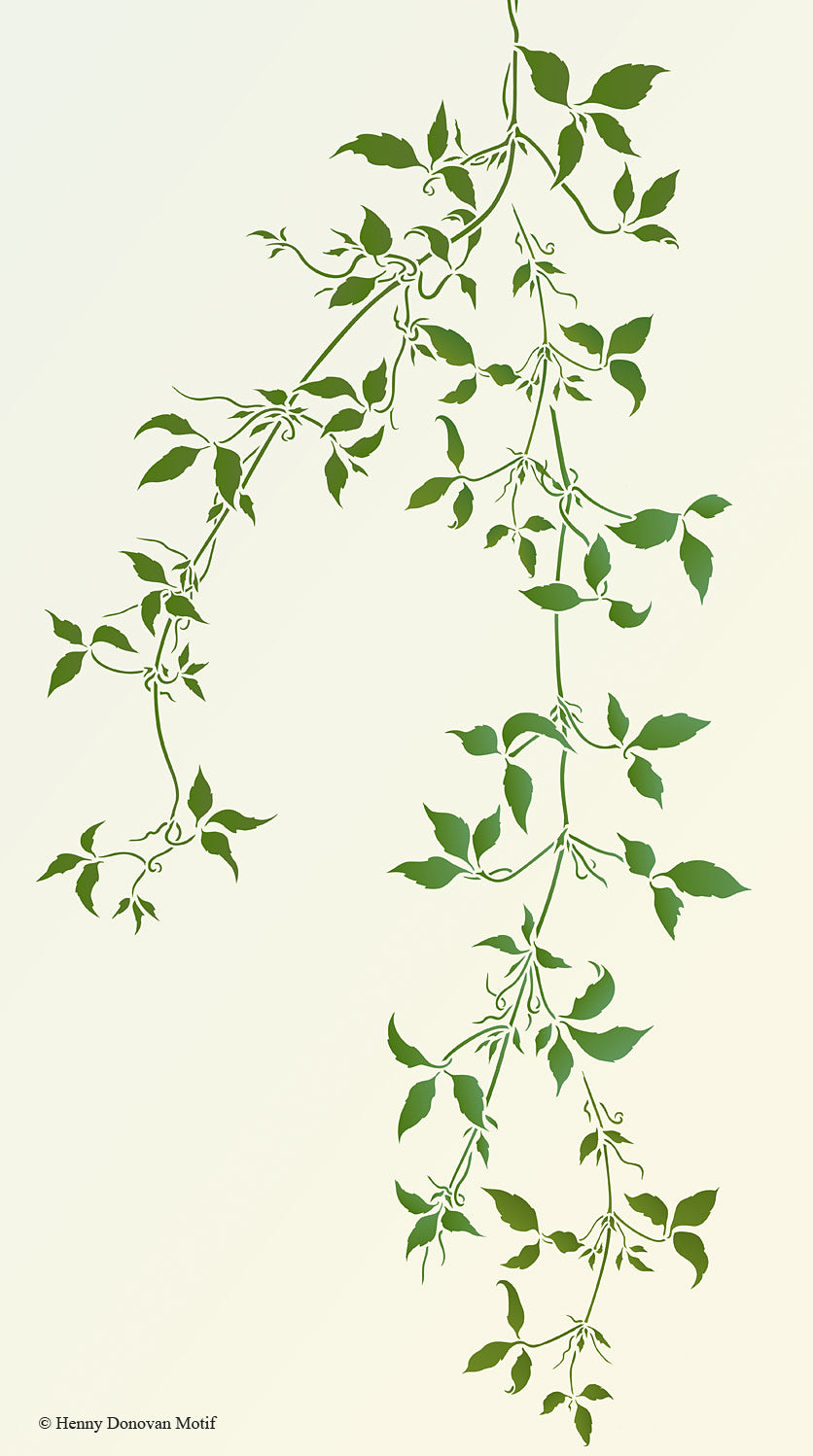 Large Trailing Clematis Leaves Stencil 3