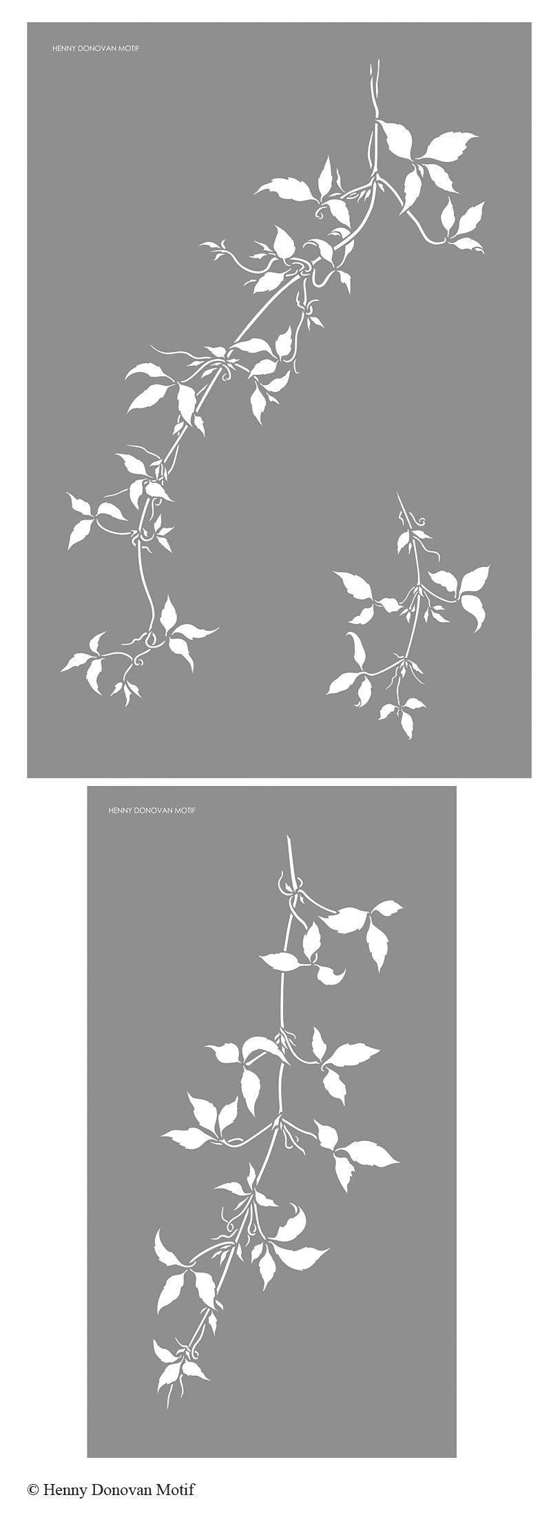 Large Trailing Clematis Leaves Stencil 3