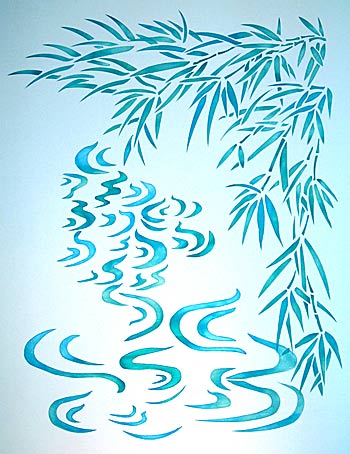 Bamboo and Water Swirls Stencil