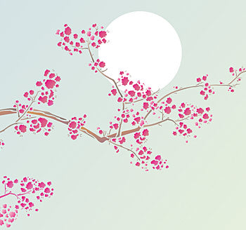 Cherry Blossom and Moon Stencil