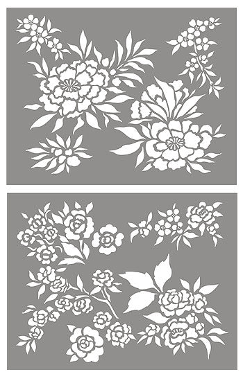 Chinese Flowers Theme Pack Stencil