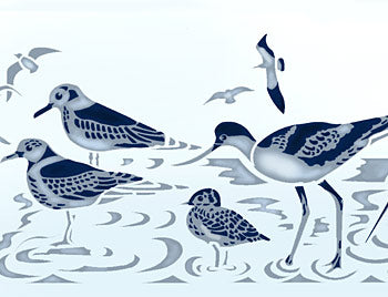 Coastal Birds Border Stencil