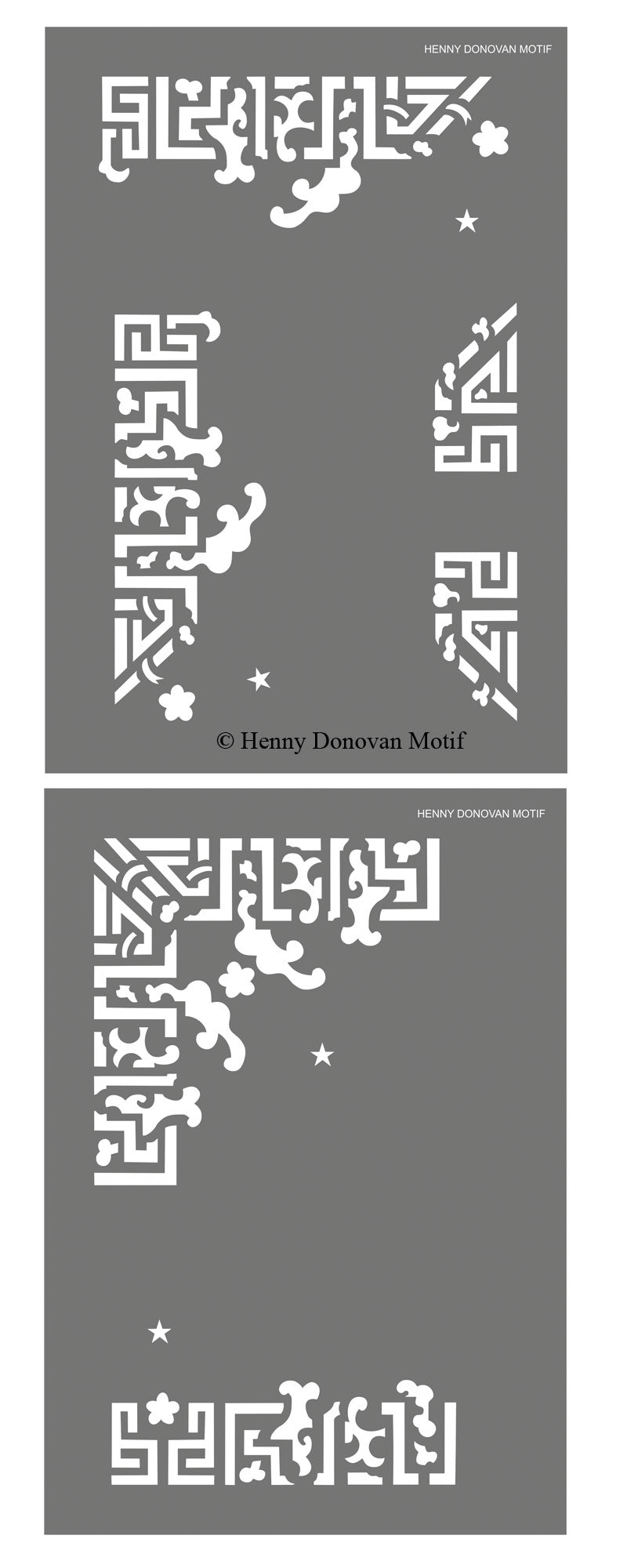 Floral Fretwork Border and Corner Stencil