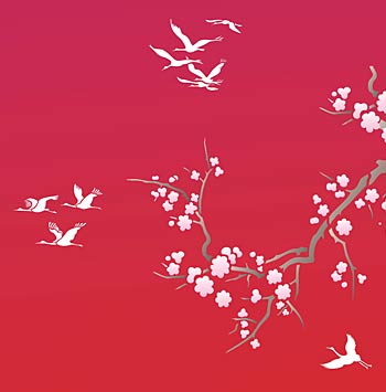 Small Flying Cranes Theme Pack Stencil