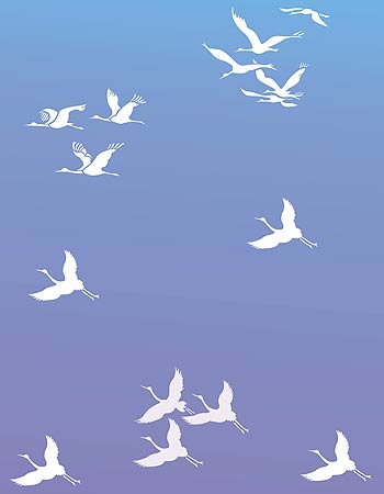 Small Flying Cranes Theme Pack Stencil