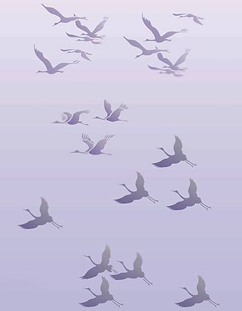 Small Flying Cranes Theme Pack Stencil