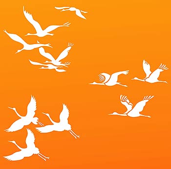 Small Flying Cranes Theme Pack Stencil