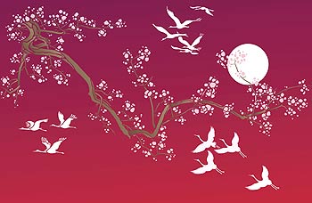 Cherry Blossom and Moon Stencil