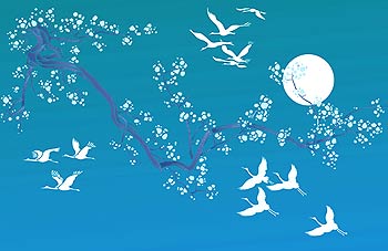 Small Flying Cranes Theme Pack Stencil