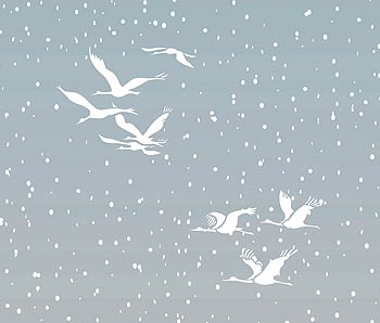 Small Flying Cranes Theme Pack Stencil