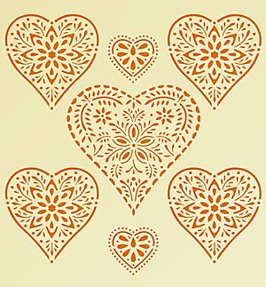 Folk Hearts Stencil