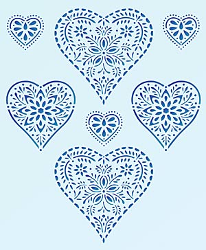 Folk Hearts Stencil