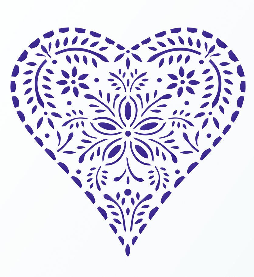 Folk Hearts Stencil