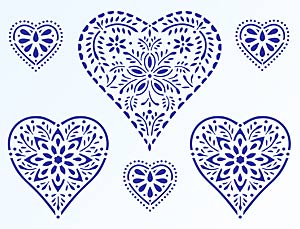 Folk Hearts Stencil