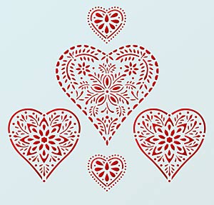 Folk Hearts Stencil