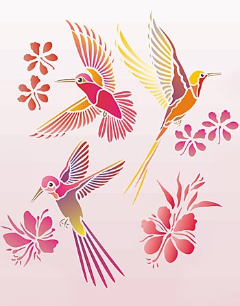 Humming Birds Stencil