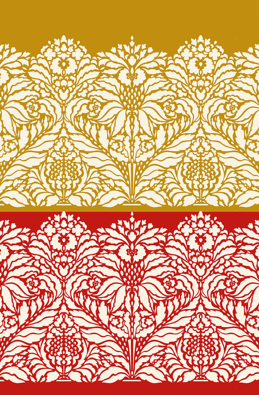 Indian Floral Damask Border Stencil