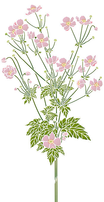 Japanese Anemone Flower Stencil