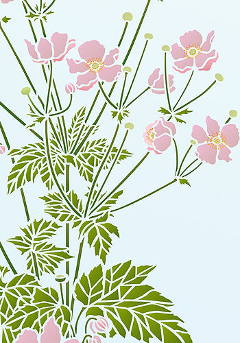 Japanese Anemone Flower Stencil