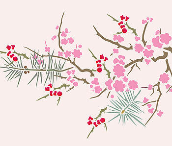 Japanese Blossom and Larch Stencil