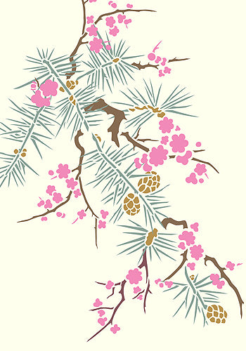 Japanese Blossom and Larch Stencil