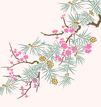 Japanese Blossom and Larch Stencil