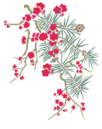 Japanese Blossom and Larch Stencil