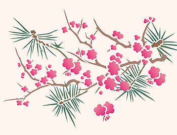 Japanese Blossom and Larch Stencil