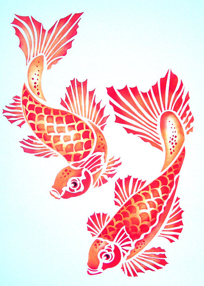 Koi Carp Stencil