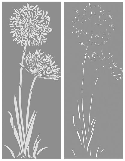 Large Agapanthus Flower Stencil