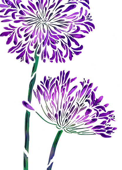 Large Agapanthus Flower Stencil