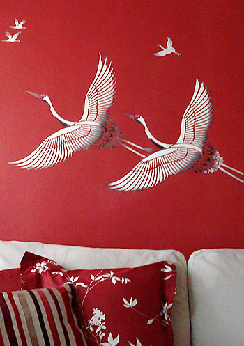 Large Flying Cranes Stencil