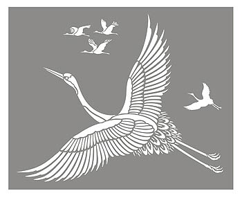 Large Flying Cranes Stencil