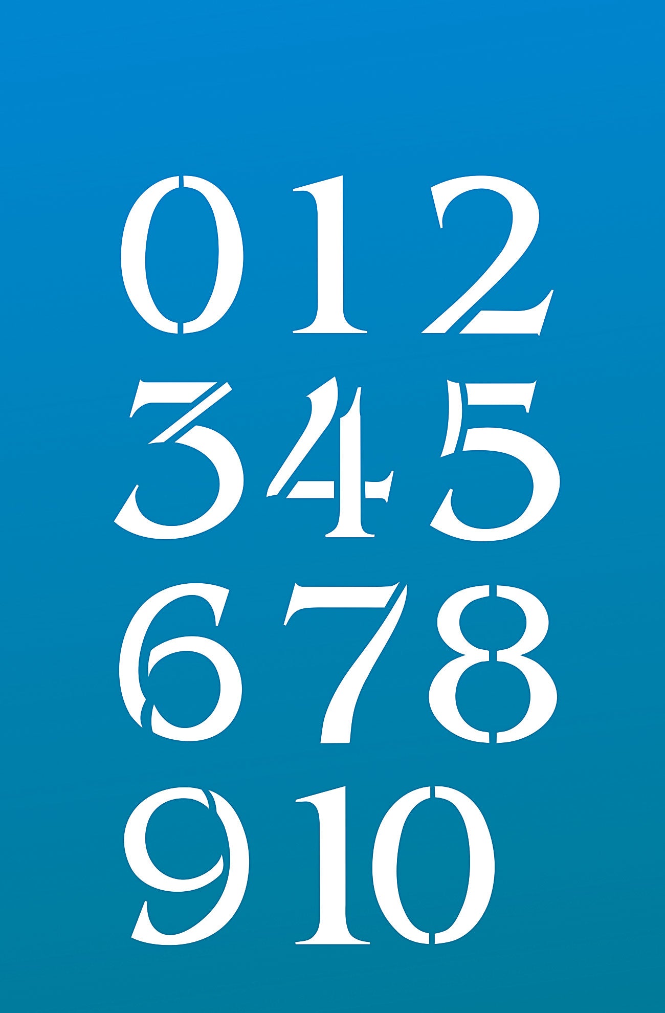 Large Numbers Theme Pack Stencil 0 - 10