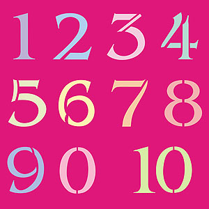 Large Numbers Theme Pack Stencil 0 - 10