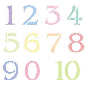 Large Numbers Theme Pack Stencil 0 - 10