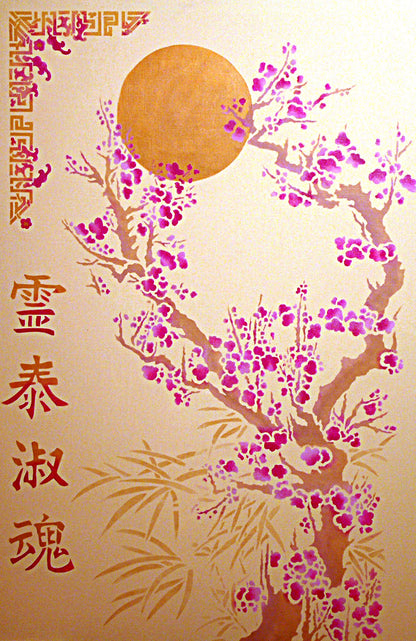 Plum Blossom and Moon Stencil