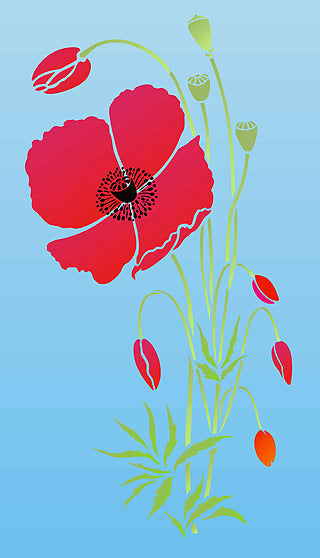 Large Wild Poppy Stencil