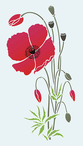 Large Wild Poppy Stencil