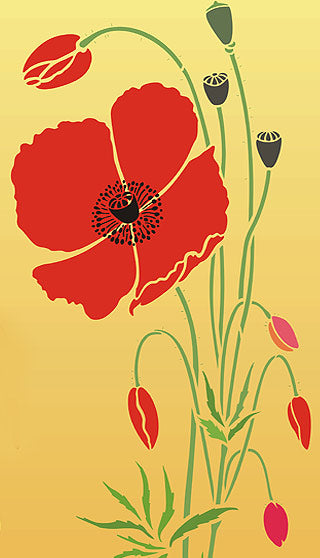 Large Wild Poppy Stencil