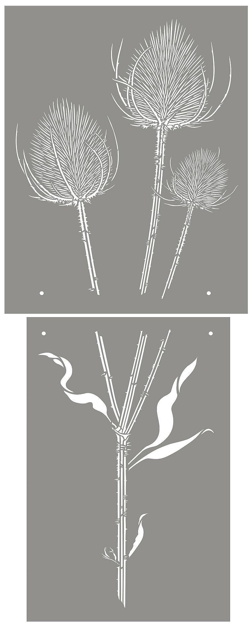 Large Wild Teasels Stencil