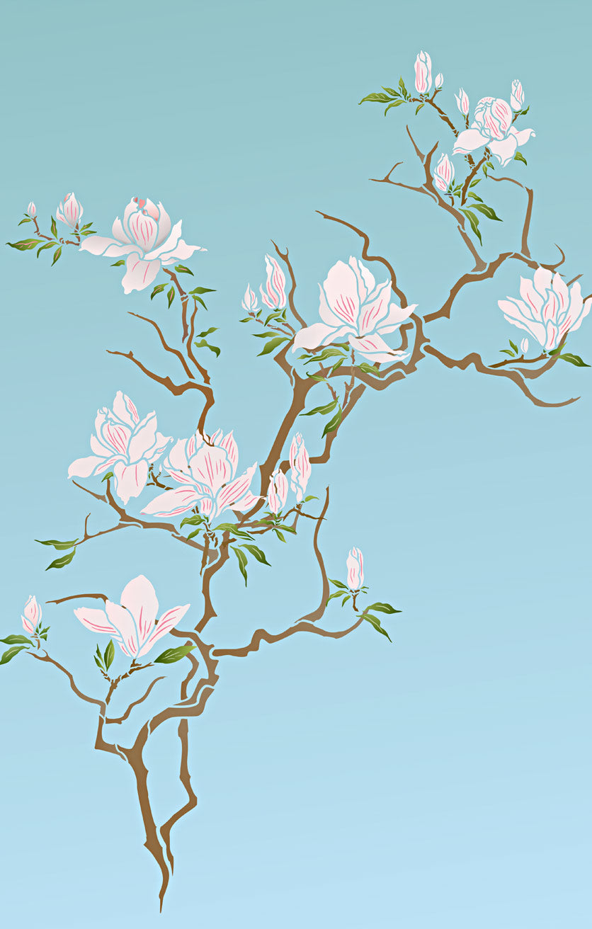 Flowering Magnolia Tree Stencil