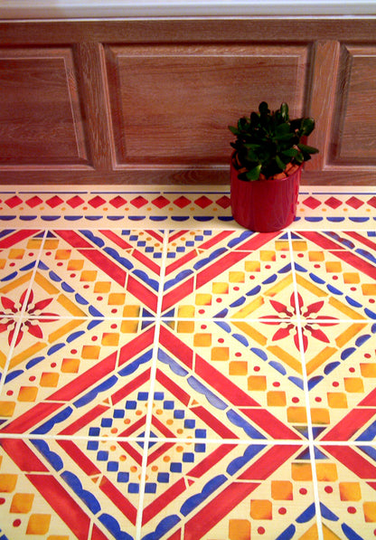 Mediterranean Floor Stencil (1/4 rotating repeat)