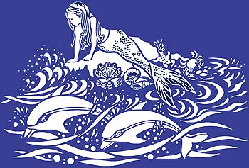 Mermaid and Dolphins Stencil